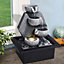 Grey LED Lighted Electricity Garden Fountain Resin Water Feature with Recirculating Pump