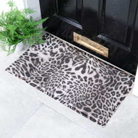 Grey Leopard Print Doormat (70 x 40cm)