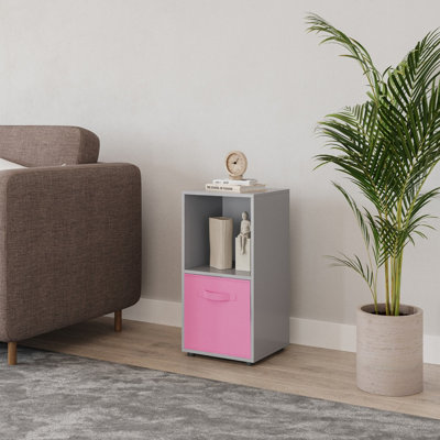 Grey, Light Pink - 2-Cube Shelving Unit With Inserts