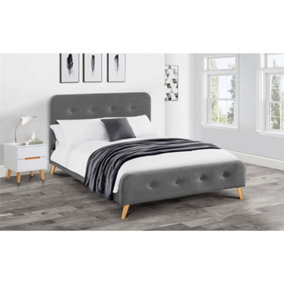 Grey Linen Curved Retro Fabric Bed - King 5ft (150cm)