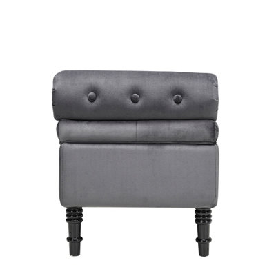 Grey Linen Upholstered Bed End Bench Storage Ottoman Bench with Side Arms W 1260 x D