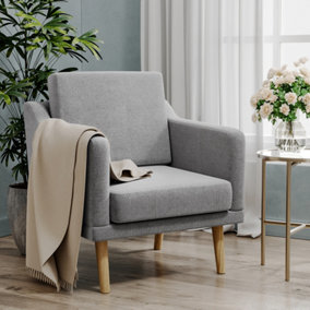 Grey Linen Upholstered Home Ergonomic Sofa Chair Office Chair Recliner Armchair