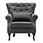 Grey Linen Upholstered Occasional Armchair Sofa Chair with Lumbar Pillow