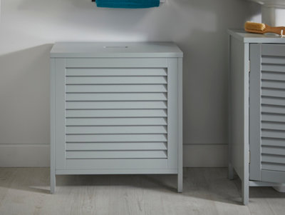 Grey Louvre Bathroom Laundry Storage Basket