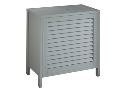 Grey Louvre Bathroom Laundry Storage Basket