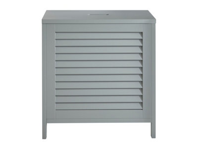 Grey Louvre Bathroom Laundry Storage Basket - 3