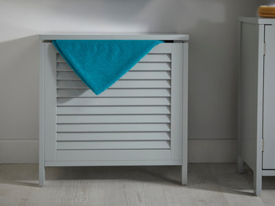 Grey Louvre Bathroom Laundry Storage Basket - 4