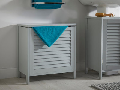 Grey Louvre Bathroom Laundry Storage Basket - 5