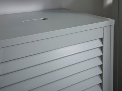 Grey Louvre Bathroom Laundry Storage Basket - 6