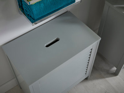 Grey Louvre Bathroom Laundry Storage Basket - 7