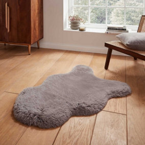 Grey Luxurious Modern Plain Shaggy Easy to Clean Rug for Living Room, Bedroom - 60cm X 90cm ( Single )
