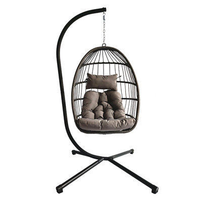 Grey Luxury Hanging Egg Chair with Cushion