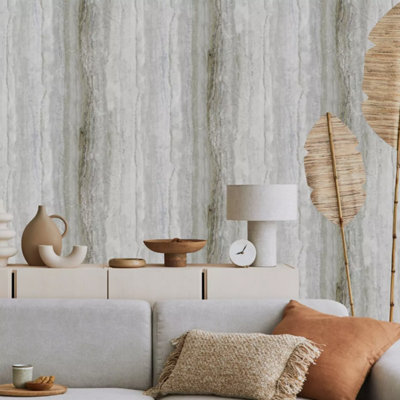 Grey Marble Metallic Wallpaper Gold Shimmer Textured Feature Wall