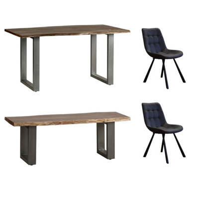 Grey Medium Size Dining Table 1.5M Set 2 Chairs 1 Bench DIY at B&Q