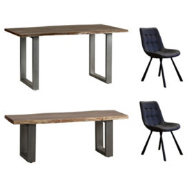 Grey Medium Size Dining Table 1.5M Set 2 Chairs 1 Bench