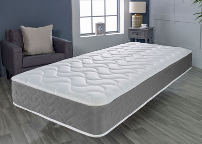 Grey Memory Foam Hybrid Sprung Mattress 3ft Single (90cm x 190cm)