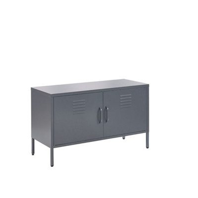 Grey Metal, 2 door 100cm wide TV Cabinet, Display Cabinet for Home or Office