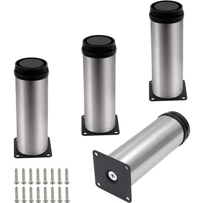 Grey Metal Rectangular 10cm Table Legs Adjustable, Pack of 4