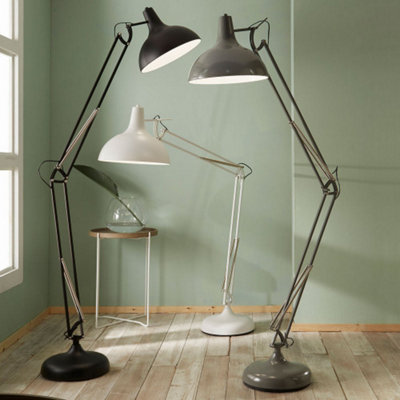 Grey Metal Task Floor Lamp For Living Room