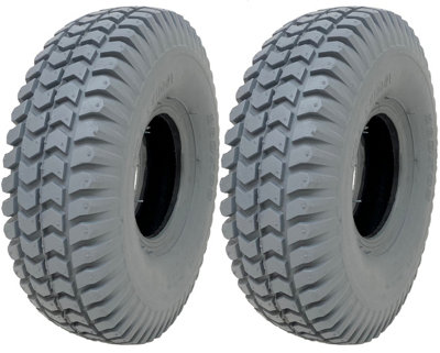 Grey mobility scooter tyres 260 x 85, block tire, 3.00-4, non marking ...