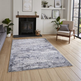 Grey Modern Abstract Easy To Clean Dining Room Bedroom & Living Room Rug-160cm X 230cm