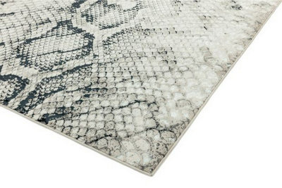 Grey Modern Animal Easy To Clean Living Room Bedroom & Dining Room Rug ...