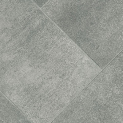 Grey Modern Concrete Effect AntiSlip Vinyl Flooring for Home, Shops