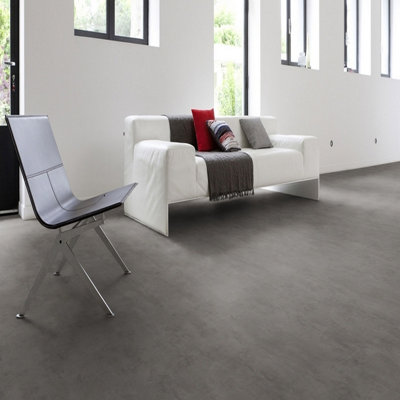 Grey Modern Concrete Effect AntiSlip Vinyl Flooring For Kitchen