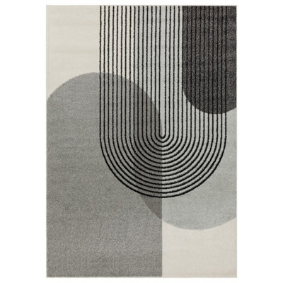 Grey Modern Easy to Clean Abstarct Rug For DiningRoom-120cm X 170cm