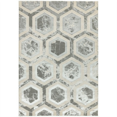 Grey Modern Easy to Clean Abstract Geometric Rug For Dining Room Grdroom LivingRoom-120cm X 170cm