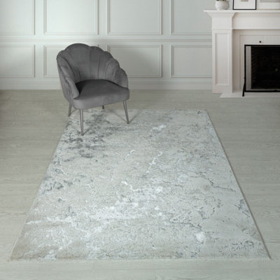 Grey Modern Easy to Clean Abstract Optical/ (3D) Rug For Dining Room Bedroom And Living Room-240cm X 340cm