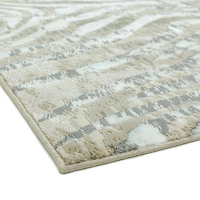 Grey Modern Easy to Clean Animal Rug For Dining Room Bedroom And Living ...