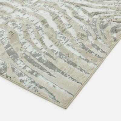 Grey Modern Easy to Clean Animal Rug For Dining Room Bedroom And Living ...