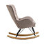 Grey Modern Fabric Rocking Chair,Upholstered Armchair Lounge Chair for Bedroom Living Room