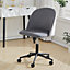Grey Modern Height Adjustable Velvet Swivel Office Chair