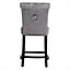 Grey Modern Ice Velvet Tufted Bar Stool Dining Chair with Pull Ring