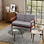 Grey Modern Linen Upholstered Removable Seat Wooden Frame Loveseat Sofa