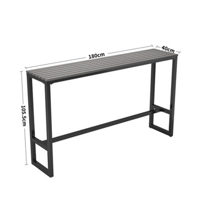 Grey Modern Rectangular Metal Frame WPC Garden Bistro High Bar Table ...