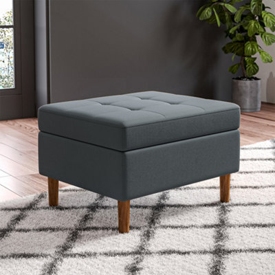 Grey Modern Rectangular Tufted Velvet Storage Ottoman