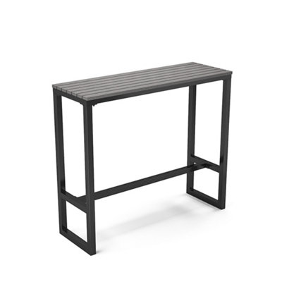 Grey Modern Rectangular Wood Effect WPC Garden Bistro High Bar Table 120 cm