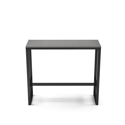 Grey Modern Rectangular Wood Effect WPC Garden Bistro High Bar Table 120 cm