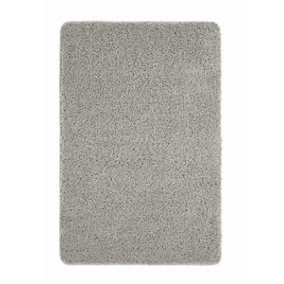 Grey Modern Shaggy Easy to Clean Plain Rug for Living Room, Bedroom, Dining Room - 67 X 150cm (Runner)