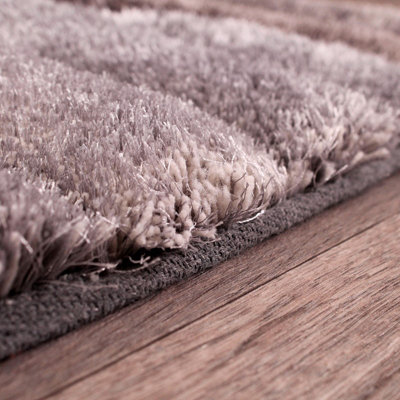 Grey Modern Shaggy Easy to clean Rug for Dining Room Bed Room and Living Room-60cm X 110cm