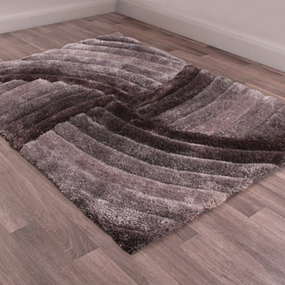 Grey Modern Shaggy Easy to clean Rug for Dining Room Bed Room and Living Room-80cm X 150cm