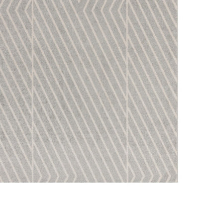 Grey Modern Striped Easy to Clean Rug For DiningRoom-120cm X 170cm