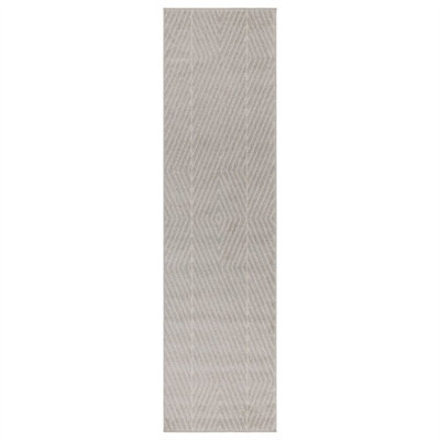 Grey Modern Striped Easy to Clean Rug For DiningRoom-66 X 240cm (Runner)