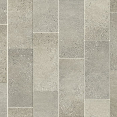 Grey Modern Tile Effect Anti-slip Vinyl Flooring For Home, Shops 