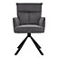Grey Modern Upholstered Swivel Armchair with Black Legs