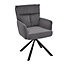 Grey Modern Upholstered Swivel Armchair with Black Legs