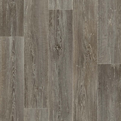 Grey Modern Wood Effect AntiSlip Vinyl Flooring For Bathroom